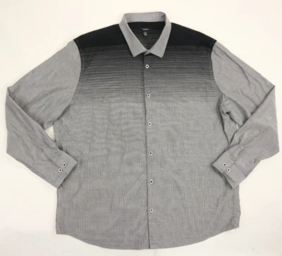 Camisa Alfani Hombre Manga Larga Botón Negro Gris Rayas Talla XXL Foto 1 de 3