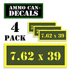 7.62 X 39 Ammo Can 4x Labels Ammunition Case 3"x1.15" stickers decals 4 pack AG