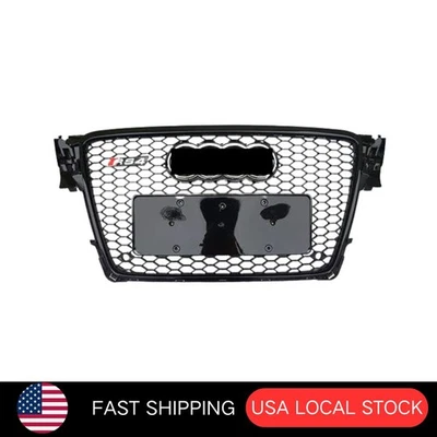 RS Style Front Bumper Honeycomb Grille Chrome Rings for Audi A4 S4 B8 2009-2012 — 第 1/4 张图片