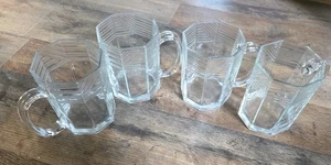 Lot 4 Vtg Arcoroc Clear Glass Octime Octagon Clear Art Deco geometric line USA - Picture 1 of 12