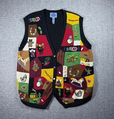 Vintage Christmas Sweater Vest Embroidered Granny Cambridge Dry Goods Women’s L - Image 1 of 4