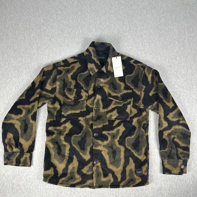 Chaqueta Scotch & Soda Para Hombres S Jacquard Sobrecamisa Pesada Cazadora Camuflaje Lana Foto 1 de 4