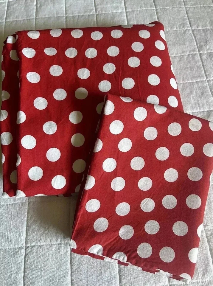 IKEA STENKLOVER Red & White Polka Dot Duvet Cover & Sham TWIN Bed - Image 1 of 4