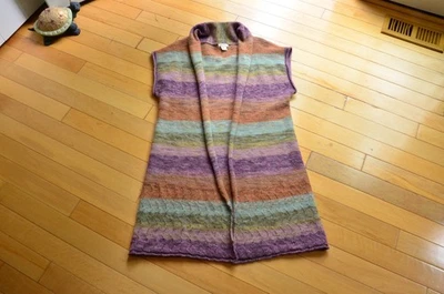 Chaleco cárdigan de lana a rayas arco iris Sundance para mujer talla mediana M Foto 1 de 4