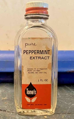 Tones 1960's Pure Peppermint Extract Bottle With Label - Image 1 of 2