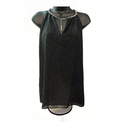Blusa Michael Kors Cadena Halter Sin Lunares Negra Blanca Talla M Foto 1 de 4