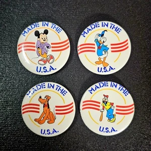 Lot of 4 Disney Characters MADE IN THE USA Pinback Buttons 1986 2.25 in - Picture 1 of 18