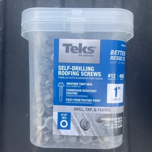 Teks #12 x 1 Zoll SECHSKANT SCHEIBENKOPF BOHRER PT METALL-METALL DACHDECKERSCHRAUBEN 400CT - Bild 1 von 3