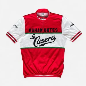 La Casera Santini SMS Cycling Jersey Short Sleeve Quarter Zip XL Red White - Picture 1 of 8