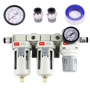 Pneumatics DFR-03 3/8'' NPT Compressed Air Double Filter & Regulator, Air Dry... - Picture 1 of 7