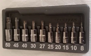 Snap-on 10pc Combo Drive TORX TAMPER-RESISTANT PROOF Socket Set T8 Thru T50 - Picture 1 of 4