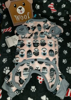 PET POSSE JUMPSUIT PENGUIN, DOGS & SNOWFLAKE MUGS PAJAMA PET DOG APPAREL, SZ S - Image 1 of 3