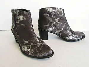Miista by free people black/silver floral leather runway ankle boots sz 38-US 7 - Picture 1 of 10