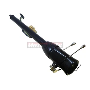 Columna de dirección inclinable de cambio de piso inoxidable negra de 28" con llave de encendido GM StreetRod - Imagen 1 de 6
