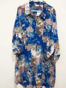 MILLERS ~ Womens Size 14 Long Buttoned Top Blue Floral Longline Top New Tags - Picture 1 of 15
