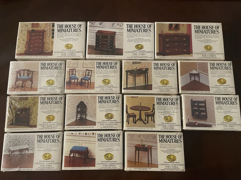 The House Of Miniatures 迷你木质家具未组装带五金套装 全新带盒  — 第 1/4 张图片