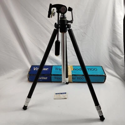 Vintage Vivitar 1100 - 3 Section Elevator Tripod Japan w Deluxe Pan Head in Box - Image 1 of 4