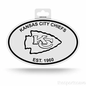 Kansas City Chiefs Oval Decal Sticker NEW!! 3x5 Inches Free Ship Black & White - Picture 1 of 2