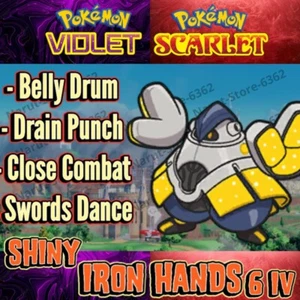 🌟 IRON HANDS SHINY 6IV🌟 TERA RAID 🔥POKEMON SCARLET & VIOLET - Picture 1 of 1