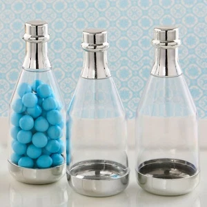 12 Silver Champagne Bottle Plastic Candy Boxes Wedding Party Favors MW70042 - Picture 1 of 1