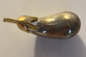 Vtg Set 12 Silver Plated Gold Tipped Eggplant Knife Rests Joie de Vivre in Box - Picture 1 of 10