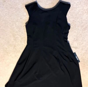 NWT Black Midi Dress Size: 14 / 16 Stretchy - Back Cutout -Cap Sleeve -by Avenue - Picture 1 of 24