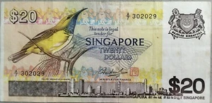 Singapore Bird Series $20 Note A/7 302029 - Picture 1 of 2