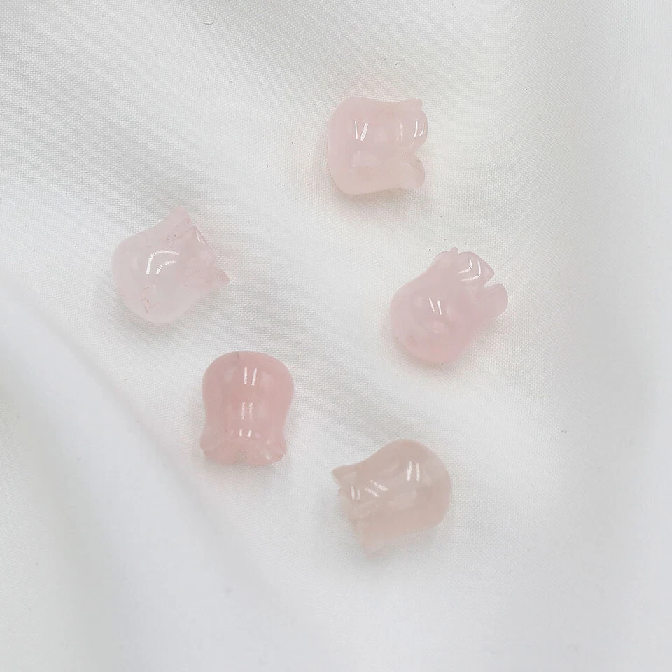20pcs Natural Roses Quartz Stone Lily of The Valley Flower Pendant Beads DIY - Image 1 of 4