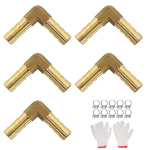 5pack 5/16"HOSE BARB ELBOW 90 DEGREE Brass Pipe Fitting Gas Fuel Water Air - Picture 1 of 11
