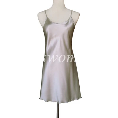 Women Silk Satin Slips Anti-Static Camisole Sleepwear Nightdress Lingerie Dress - Image 1 of 4
