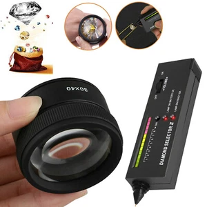 Selettore penna tester diamantato portatile 30x lente di ingrandimento lettura tascabile lenti ottiche - Foto 1 di 23