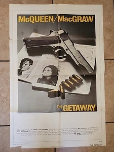 The Getaway 27x41 Folded Original One Sheet Movie Poster Steve McQueen 1972 - Bild 1 von 9