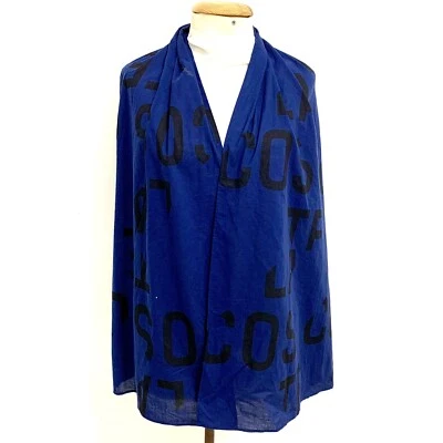"Envoltura de bufanda de algodón Lacoste 70x25"" azul marino negro estampado de logotipo ligero #A105" Foto 1 de 4