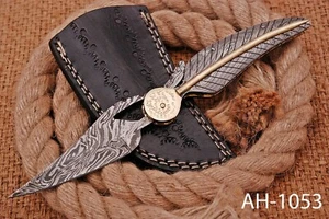 HAND FORGED DAMASCUS STEEL FOLDING POCKET KNIFE W/ DAMASCUS STEEL HANDLE AH-1053 - Picture 1 of 6