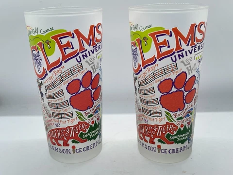 Catstudio - 2 Clemson University Frosted Tumbler Cooler Tom Collins Glass Cover