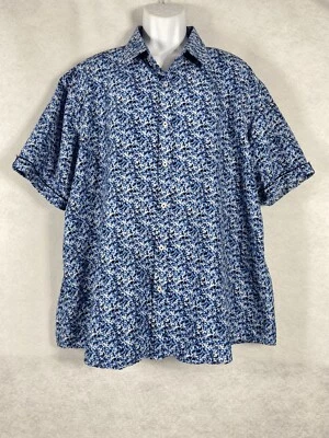 Camisa Rosso Milano Italia Para Hombre 3XL Azul Blanco Floral Abotonada Ajuste Moderno Foto 1 de 4
