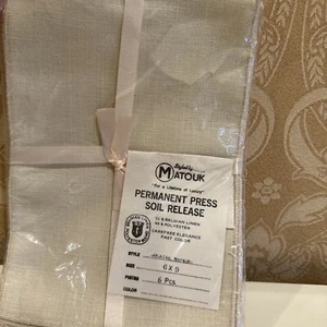 Nuevo con etiquetas juego de 6 servilletas beige de lino belga Matouk de 6 x 9"" de colección - Imagen 1 de 3