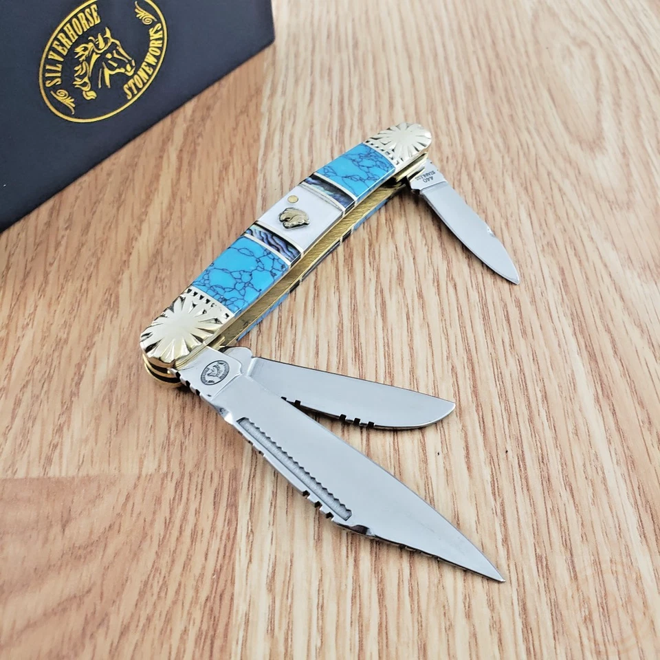 Frost Cutlery Shs-112tur Wrangler Turquoise Folding Pocket Knife