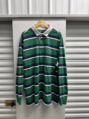 Camisa polo masculina de rugby Ralph Lauren 4XLT alta listrada longa colorida manga longa - Imagem 1 de 4