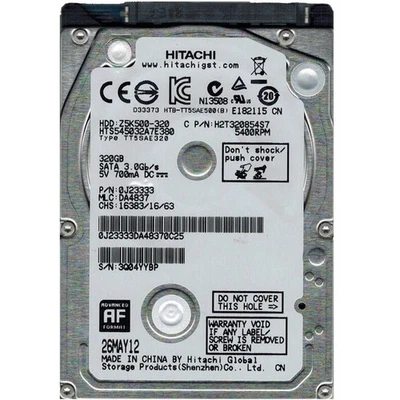 Hitachi 320GB HTS545032A7E380 540RPM 6Gb/s SATA 2.5" Laptop HDD Hard Disk Drive - Image 1 of 3