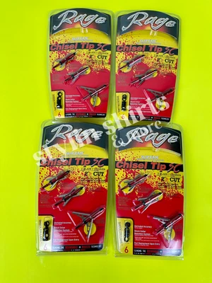 QUATRO Rage Slipcam PONTA DE CINZEL SC mecânica 2 lâminas cabeça larga 100 grãos corte 2+" - Imagem 1 de 3