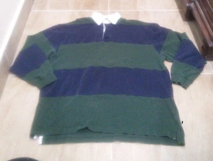 Polo de rugby para hombre Britches Great Outdoor a rayas verde azul manga larga L - Imagen 1 de 6