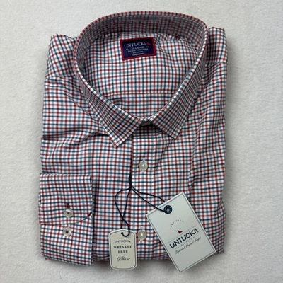 UNTUCKit Monello Wrinkle Free Tall Slim Fit Checkered Shirt XX-Large Red Blue - Image 1 of 4