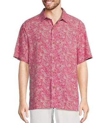 Tommy Bahama High Tide Hibiscus 100% Silk Camp Shirt Men's L Honor Pink $148 NWT - Image 1 of 4