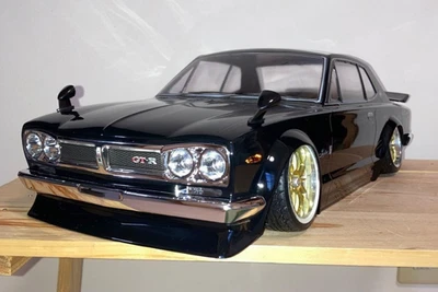 SKYLINE HT2000GT-R RC Car Body Only 1:10 All Black Painted ABC Hobby - Image 1 of 4