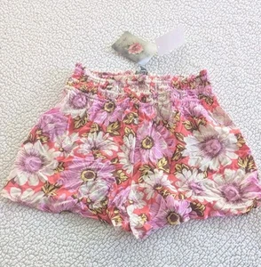 Junior Lily Rose gesmokte Taillenshorts koralle geblümt Größe Small 100 % Rayo - Bild 1 von 7