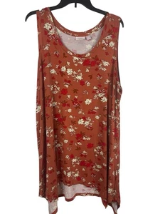 LOGO Lagenlook by Lori Goldstein 2X Rost Blumen Swing Tank Tunika Top Ärmellos - Bild 1 von 14