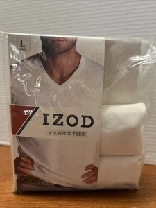 Paquete de 2 camisetas IZOD para hombre 100 % algodón cuello en V (grandes) ~ nuevas en paquete - Imagen 1 de 4