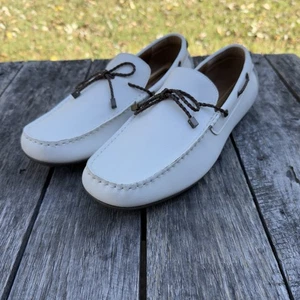 Zapatos de vestir Alfani Tanner para hombre de cuero granulado mocasines blancos 13 M usados en excelente estado - Imagen 1 de 9