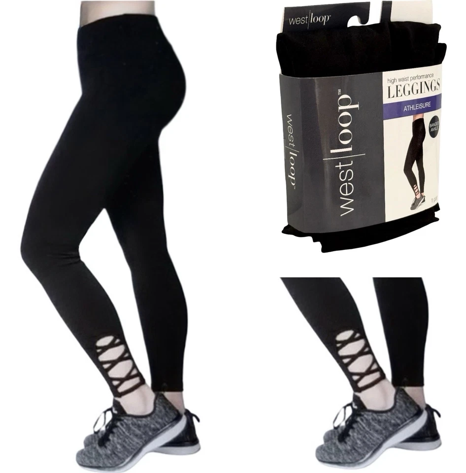 West Loop Athleisure Criss Cross Leggings SZ 10 11 12 13 14 15 16 XL Lg Hi Waist - Image 1 of 3